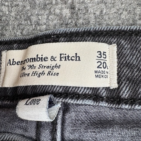 Abercrombie Fitch 90s Straight High Rise Jeans 35L 42x32‎ Faded Black Curve Love - Picture 10 of 16